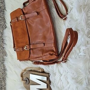 Street Level Brown Pebbled Backpack with Suede Trim and Gold Tone Hardware